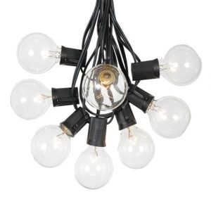 g50 patio string lights with 25 clear globe bulbs – outdoor string lights – market bistro café hanging string lights – patio garden umbrella globe lights - black wire - 25 feet…