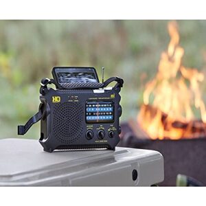 HQ ISSUE Dynamo Emergency Radio Hand Crank Solar Portable W/AM FM, NOAA Weather Alert, Shortwave, & Flashlight, Black