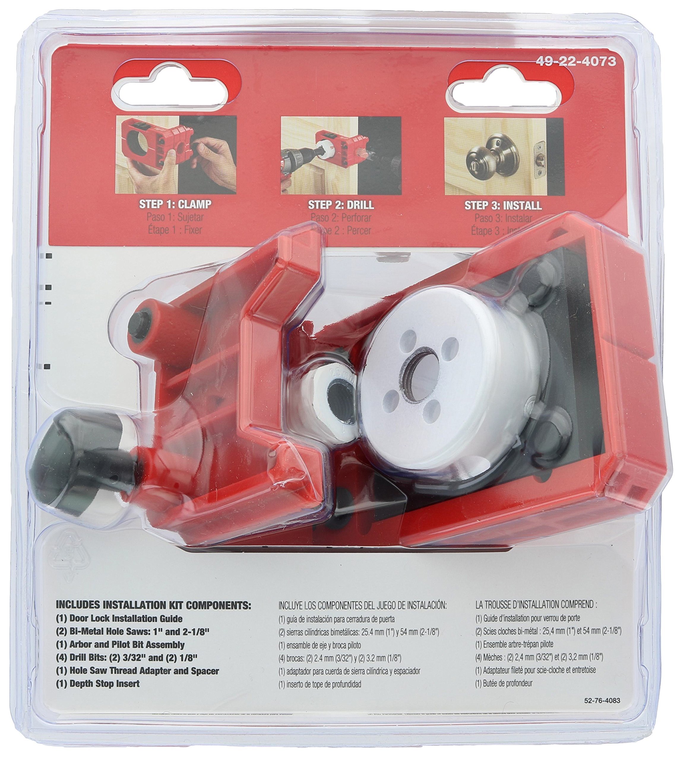 Milwaukee 49-22-4073 Polycarbonate 1-3/8" - 1-3/4" Door Lock and Deadbolt Installation Kit with Included Hole Saw, Auto-Centering Guide and Non-Slip Clamp (Drill / Driver Not Included)