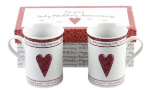 haysom interiors beautifully designed 40th ruby wedding anniversary set of ceramic mugs with hearts | dishwasher and microwave safe with decorative keepsake box