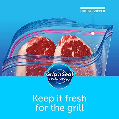 Ziploc 2 Gallon Food Storage Freezer Bags, Grip 'n Seal Technology for Easier Grip, Open, and Close, 10 Count
