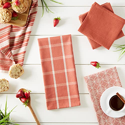 DII Assorted Woven Kitchen Set, Dishtowel, 18x28, Dishcloth, 13x13, Spice, 5 Piece