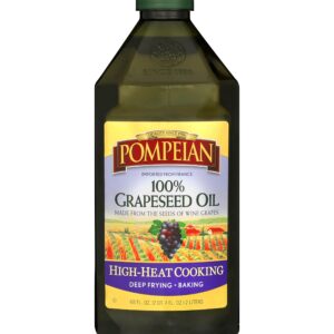 Pompeian 100% Grapeseed Oil, Light and Subtle Flavor, Perfect for High-Heat Cooking, Deep Frying and Baking, 68 FL. OZ.