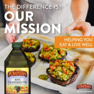 Pompeian 100% Grapeseed Oil, Light and Subtle Flavor, Perfect for High-Heat Cooking, Deep Frying and Baking, 68 FL. OZ.