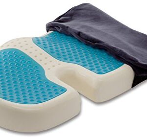 TravelMate Gel-Enhanced Memory Foam Seat Cushion – Perfect for Office Chair & Car Seat Cushion – Helps Relief from Tailbone Pain – Reduce Pressure on Coccyx & Hip – Non-Slip Washable Cover