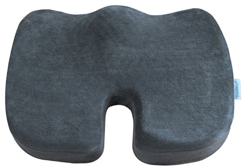 TravelMate Gel-Enhanced Memory Foam Seat Cushion – Perfect for Office Chair & Car Seat Cushion – Helps Relief from Tailbone Pain – Reduce Pressure on Coccyx & Hip – Non-Slip Washable Cover