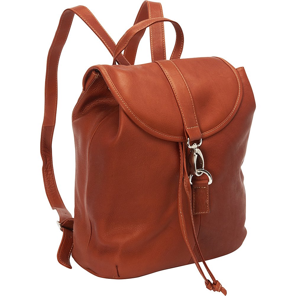 Piel Leather Medium Drawstring Backpack, Saddle, One Size