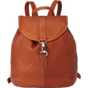 Piel Leather Medium Drawstring Backpack, Saddle, One Size