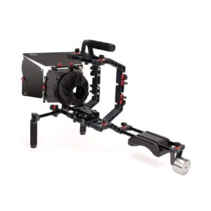 filmcity dslr camera shoulder support rig kit with cage & matte box | dv hdv dslr video camcorders compatible | free - offset z bracket (fc-02)