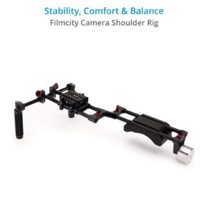 FILMCITY DSLR Camera Shoulder Support Rig Kit with Cage & Matte Box | DV HDV DSLR Video Camcorders Compatible | Free - Offset Z Bracket (FC-02)