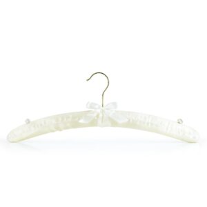hangerworld ivory satin padded hangers 17inch with non-slip buttons for strappy dresses, ideal bridal bride hanger for wedding