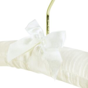 HANGERWORLD Ivory Satin Padded Hangers 17inch with Non-Slip Buttons for Strappy Dresses, Ideal Bridal Bride Hanger for Wedding