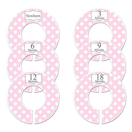 6 Baby Girl Nursery C16 Clothing Size Closet Dividers Pink Polka Dots