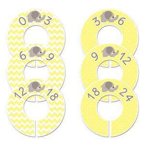 c41 baby nursery closet clothing size dividers gender neutral elephant yellow set of 6