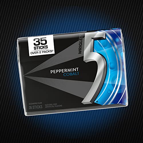 5 GUM Sugar Free Chewing Gum, Peppermint Cobalt, 35-stick pack (6 packs)