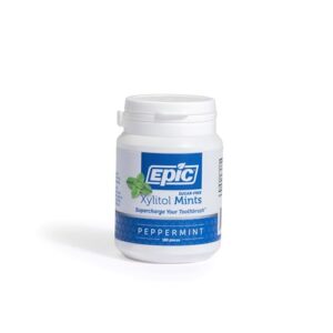 Epic Xylitol Mints - Sugar Free & Aspartame Free Mints Sweetened w/Xylitol for Dry Mouth & Gum Health (Peppermint, 180-Piece Bottle, 2 Bottles)