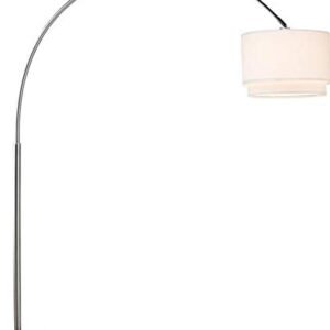 Major-Q Modern 81" Arc Tall X-LARGE Living Room-Stand Up Arching Drum Shade Large Floor Lamp with Real Marble Base for Bedrooms-Corner Lamp for Office Lighting (White)