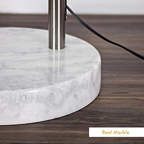 Major-Q Modern 81" Arc Tall X-LARGE Living Room-Stand Up Arching Drum Shade Large Floor Lamp with Real Marble Base for Bedrooms-Corner Lamp for Office Lighting (White)