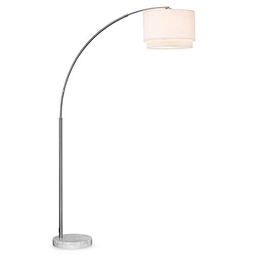 Major-Q Modern 81" Arc Tall X-LARGE Living Room-Stand Up Arching Drum Shade Large Floor Lamp with Real Marble Base for Bedrooms-Corner Lamp for Office Lighting (White)