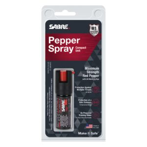 SABRE RED Maximum Strength Pepper Spray Compact Refill Unit, 25 Bursts, 10-Foot (3-Meter) Range, Made in the USA, Black , .54 oz.
