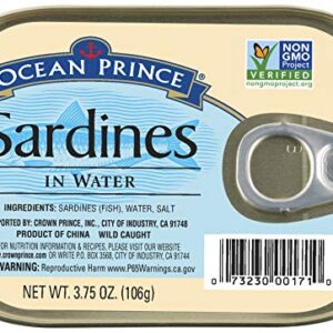 Ocean Prince Sardines in Water, 3.75 Ounce Cans (Pack of 12)