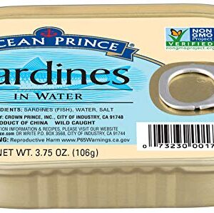 Ocean Prince Sardines in Water, 3.75 Ounce Cans (Pack of 12)