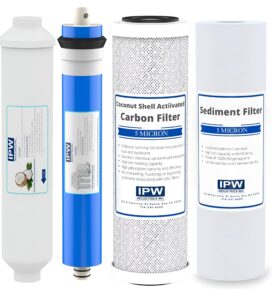ipw industries universal 4-stage under sink reverse osmosis replacement filter kit | replace every 6-12 months for pure, refreshing water