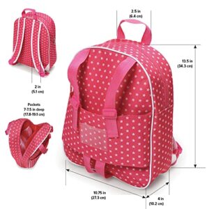 Badger Basket Toy Doll Travel Backpack Storage Bag for 18 inch Dolls - Pink/Star