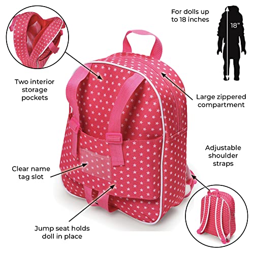 Badger Basket Toy Doll Travel Backpack Storage Bag for 18 inch Dolls - Pink/Star