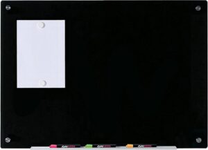 audio-visual direct magnetic black glass dry-erase board set - 3' x 2' - includes magnets, hardware & marker tray