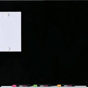 Audio-Visual Direct Magnetic Black Glass Dry-Erase Board Set - 3' x 2' - Includes Magnets, Hardware & Marker Tray