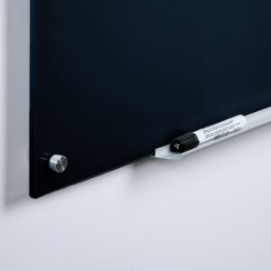 Audio-Visual Direct Magnetic Black Glass Dry-Erase Board Set - 3' x 2' - Includes Magnets, Hardware & Marker Tray