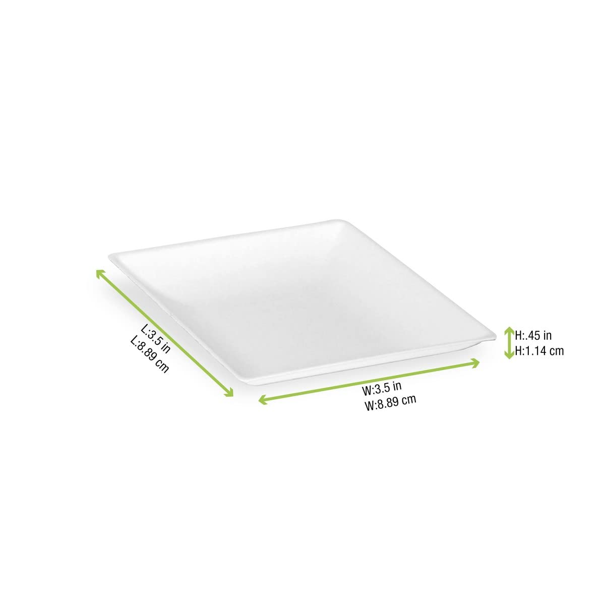 PacknWood 210BCHIC99 - Heavy-Duty Bio n Chic Mini White Sugarcane Plate -Disposable Brown Plates-Microwavable,Party Plates, Dessert Plates and compostable Square Plate “3.5 x 3.5 “ Case of 100.