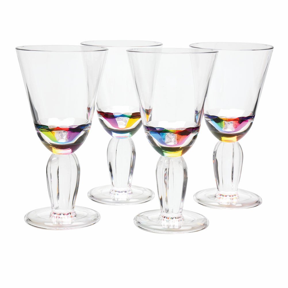 Acrylic Rainbow Wine Glasses by Merritt International--Set of 4 (12 oz.)