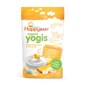 happy baby organic yogis freeze-dried yogurt & fruit snacks, banana mango, 1 ounce
