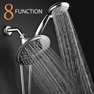 Dream Spa 3-way 8-Setting Rainfall Shower Head and Handheld Shower Combo (Chrome). Use Luxury 7-inch Rain Showerhead or 7-Function Hand Shower for Ultimate Spa Experience!