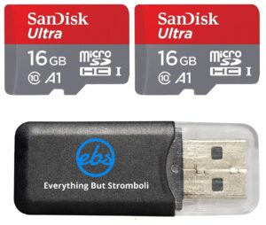sandisk ultra micro sdhc micro sd uhs-1 tf memory card 16gb 16g (two pack 16gb x2 =32gb) class 10 plus(1) everything but stromboli memory card reader