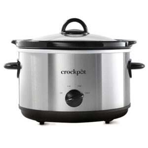 crock-pot 4.5 quarts manual design series slow cooker with 3 manual heat settings cooks meals for 4 plus people with removable stoneware bowl, silver