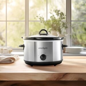 Crock-Pot 4.5 Quarts Manual Design Series Slow Cooker with 3 Manual Heat Settings Cooks Meals for 4 Plus People with Removable Stoneware Bowl, Silver