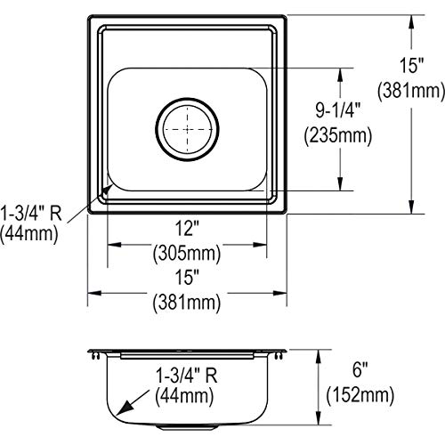 Elkay DSEP1515C Dayton Single Bowl Drop-in Stainless Steel Bar Sink + Faucet Kit