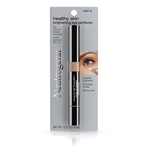 Neutrogena Healthy Skin Brightening Eye Perfector & Under Eye Concealer, Dark Circle Treatment Concealer Makeup with Soy & Vitamin E Antioxidant, Broad Spectrum SPF 25, Light 10,.17 oz