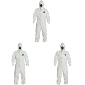 tyvek disposable suit by dupont with elastic wrists, ankles and hood (2xl),white,xx-large