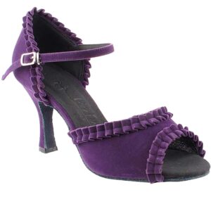 women's ballroom dance shoes tango wedding salsa dance shoes purple velvet sera7001eb comfortable - very fine 2.5" heel 8 m us [bundle of 5]