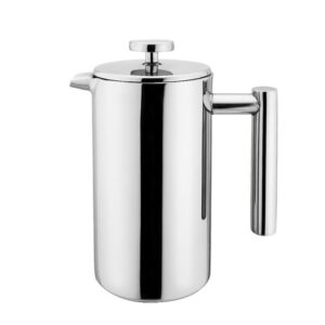 Highwin Small Stainless Steel French Press, 12-Ounce Dual-Filter Coffee Plunger Pot Brewer and Maker for Individual Serving, Silver