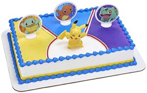 decoset® pokemon light up pikachu cake topper, 4 - piece decoration set, birthday decorations for all size and shape cakes