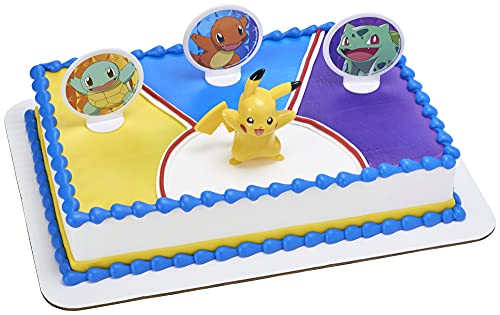 DecoSet® Pokemon Light Up Pikachu Cake Topper, 4 - Piece Decoration Set, Birthday Decorations For All Size and Shape Cakes