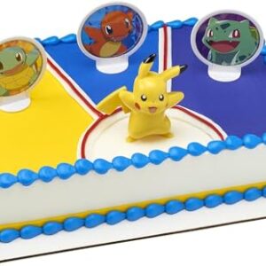 DecoSet® Pokemon Light Up Pikachu Cake Topper, 4 - Piece Decoration Set, Birthday Decorations For All Size and Shape Cakes