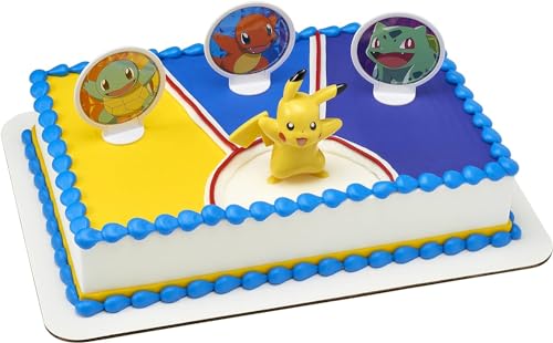 DecoSet® Pokemon Light Up Pikachu Cake Topper, 4 - Piece Decoration Set, Birthday Decorations For All Size and Shape Cakes