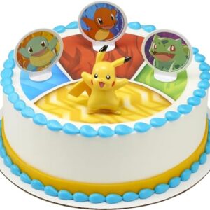 DecoSet® Pokemon Light Up Pikachu Cake Topper, 4 - Piece Decoration Set, Birthday Decorations For All Size and Shape Cakes