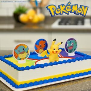 DecoSet® Pokemon Light Up Pikachu Cake Topper, 4 - Piece Decoration Set, Birthday Decorations For All Size and Shape Cakes